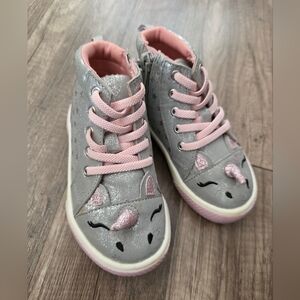 Kids Toddler Glitter Unicorn High-Top Sneakers Gray Pink Wonder Nation 7